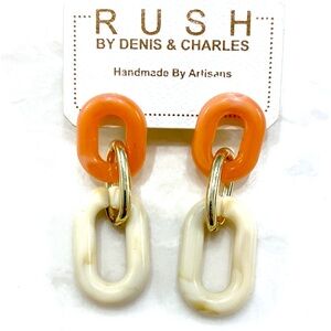 RUSH by Denis & Charles Orange and Cream Linked Drop Earrings